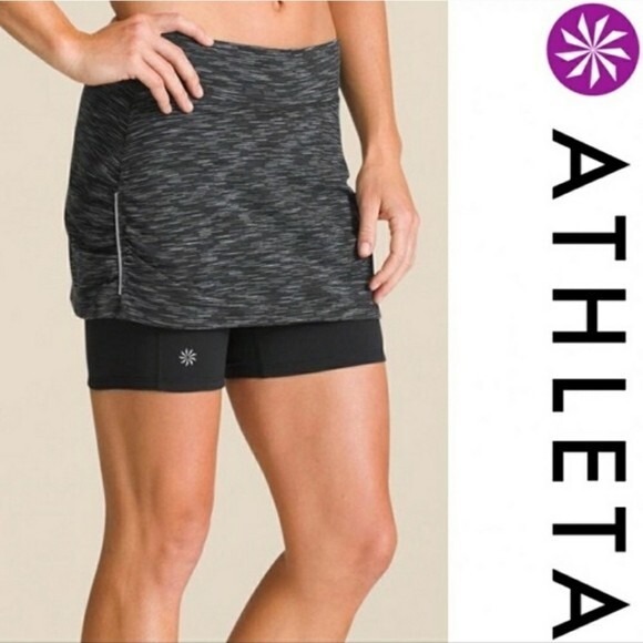 Athleta Pants - Athleta Skort Women's Small Contender 2-in-1 Skirt Gray Black Space Dye 268536